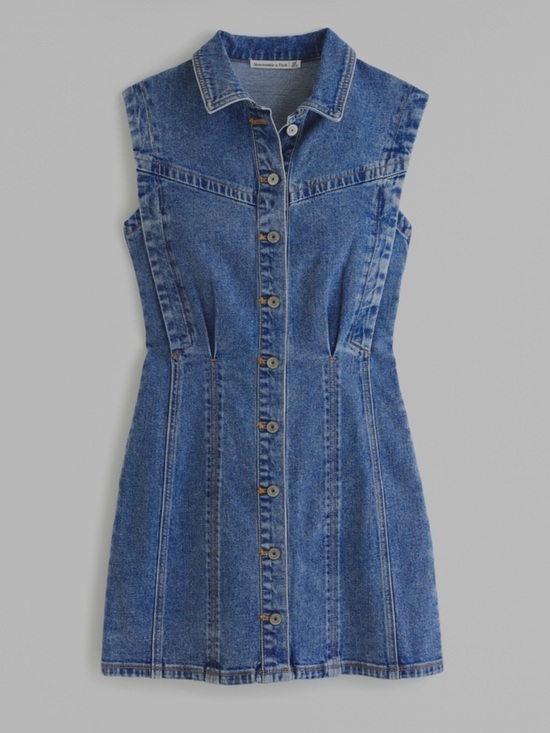 Abercrombie & Fitch Dresses & Skirts - Abercrombie Collared Denim Shirt Dress Sleeveless Light Wash Mini XS Tall